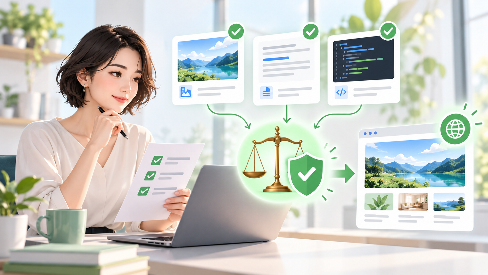AI生成の画像・文章・コードを商用公開前に著作権チェックするWeb制作者